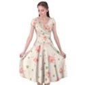 pink flowers pattern spring nature Cap Sleeve Wrap Front Dress View1