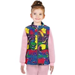 Colorful Shapes Abstract Painting                     Kid s Puffer Vest by LalyLauraFLM