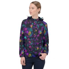 Neon Brushes                      Women Hooded Front Pocket Windbreaker by LalyLauraFLM