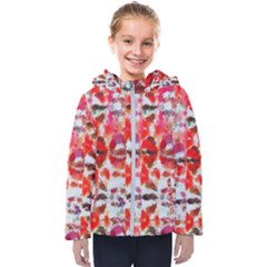 Paint Splatters On A White Background                      Kids  Hooded Puffer Jacket by LalyLauraFLM