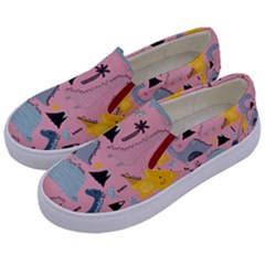 Dinosaurs Pattern Kids  Canvas Slip Ons by NiOng