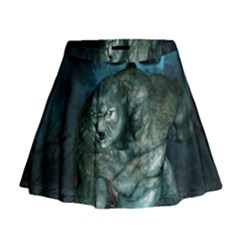 Aweome Troll With Skulls In The Night Mini Flare Skirt by FantasyWorld7