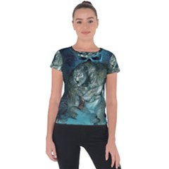 Aweome Troll With Skulls In The Night Short Sleeve Sports Top  by FantasyWorld7