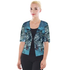 Aweome Troll With Skulls In The Night Cropped Button Cardigan by FantasyWorld7