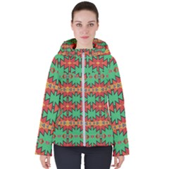 Tribal Pattern                                   Women s Hooded Puffer Jacket by LalyLauraFLM