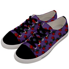 Red Roses Purple Vintage Men s Low Top Canvas Sneakers by snowwhitegirl