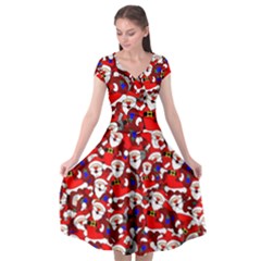 Nicholas Santa Christmas Pattern Cap Sleeve Wrap Front Dress by Simbadda