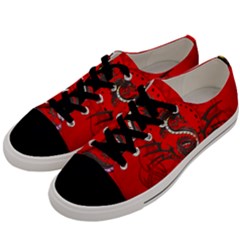 Chinese Dragon On Vintage Background Men s Low Top Canvas Sneakers by FantasyWorld7