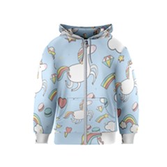 Unicorn Seamless Pattern Background Vector Kids  Zipper Hoodie by Sobalvarro