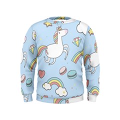 Unicorn Seamless Pattern Background Vector Kids  Sweatshirt by Sobalvarro