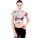 Vector Hand Drawn Cosmos Flower Pattern Crew Neck Crop Top View1