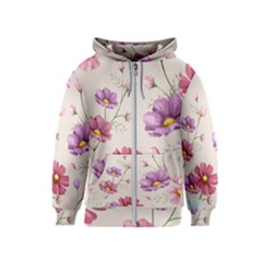 Vector Hand Drawn Cosmos Flower Pattern Kids  Zipper Hoodie by Sobalvarro