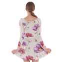 Vector Hand Drawn Cosmos Flower Pattern Long Sleeve Skater Dress View2