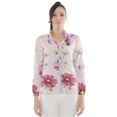 Vector Hand Drawn Cosmos Flower Pattern Women s Windbreaker by Sobalvarro