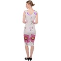 Vector Hand Drawn Cosmos Flower Pattern Sleeveless Pencil Dress View4