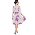 Vector Hand Drawn Cosmos Flower Pattern Quarter Sleeve Waist Band Dress View2
