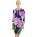 Vector Hand Drawn Orchid Flower Pattern Quarter Sleeve Hood Bodycon Dress View1