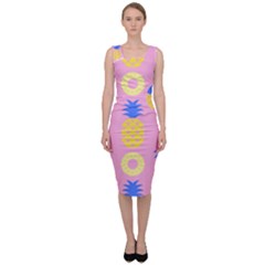 Pop Art Pineapple Seamless Pattern Vector Sleeveless Pencil Dress by Sobalvarro