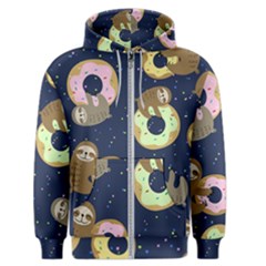Cute Sloth With Sweet Doughnuts Men s Zipper Hoodie by Sobalvarro