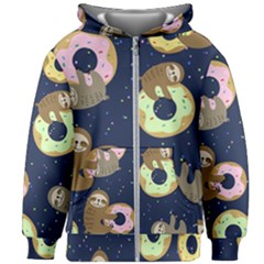 Cute Sloth With Sweet Doughnuts Kids  Zipper Hoodie Without Drawstring by Sobalvarro