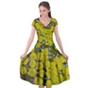 Yellow Fflowers design Cap Sleeve Wrap Front Dress View1