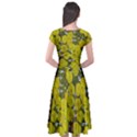 Yellow Fflowers design Cap Sleeve Wrap Front Dress View2