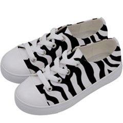 Wild Zebra Pattern Black And White Kids  Low Top Canvas Sneakers by picsaspassion