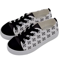 French France Fleur De Lys Metal Pattern Black And White Antique Vintage Kids  Low Top Canvas Sneakers by Quebec