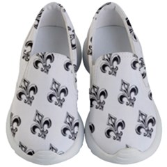 French France Fleur De Lys Metal Pattern Black And White Antique Vintage Kids Lightweight Slip Ons by Quebec