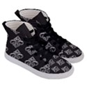 French France Fleur De Lys Metal Pattern black and white antique vintage black rocker Women s Hi-Top Skate Sneakers View3
