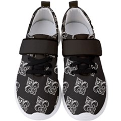 French France Fleur De Lys Metal Pattern Black And White Antique Vintage Black Rocker Men s Velcro Strap Shoes by Quebec