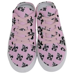 French France Fleur De Lys Metal Pattern Black And White Antique Vintage Pink And Black Rocker Half Slippers by Quebec