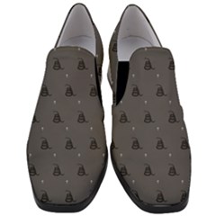 Gadsden Flag Don t Tread On Me Black And Gray Snake And Metal Gothic Crosses Women Slip On Heel Loafers by snek