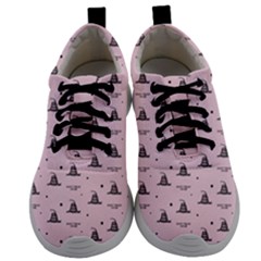 Gadsden Flag Don t Tread On Me Light Pink And Black Pattern With American Stars Mens Athletic Shoes by snek