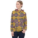 Squares                                                Women Hooded Front Pocket Windbreaker View1