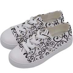 Black And White Swirls Kids  Low Top Canvas Sneakers by mccallacoulture