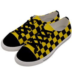 Checkerboard Pattern Black And Yellow Ancap Libertarian Women s Low Top Canvas Sneakers by snek