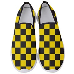 Checkerboard Pattern Black And Yellow Ancap Libertarian Men s Slip On Sneakers by snek