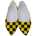 Checkerboard Pattern Black and Yellow Ancap Libertarian Women s Low Heels View1