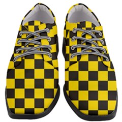 Checkerboard Pattern Black And Yellow Ancap Libertarian Women Heeled Oxford Shoes by snek