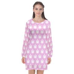 Kawaii Cannabis  Long Sleeve Chiffon Shift Dress  by thethiiird