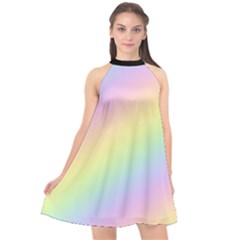 Pastel Goth Rainbow  Halter Neckline Chiffon Dress  by thethiiird