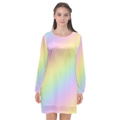 Pastel Goth Rainbow  Long Sleeve Chiffon Shift Dress  by thethiiird