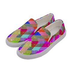 Multicolored Party Geo Design Print Women s Canvas Slip Ons by dflcprintsclothing