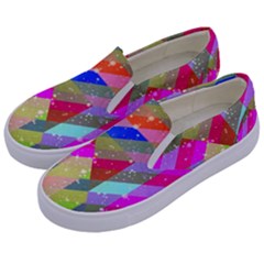 Multicolored Party Geo Design Print Kids  Canvas Slip Ons by dflcprintsclothing