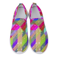 Multicolored Party Geo Design Print Women s Slip On Sneakers by dflcprintsclothing