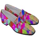 Multicolored Party Geo Design Print Women s Chunky Heel Loafers View3