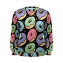 Colorful Donut Seamless Pattern On Black Vector Women s Sweatshirt View1