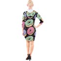 Colorful Donut Seamless Pattern On Black Vector Quarter Sleeve Hood Bodycon Dress View2