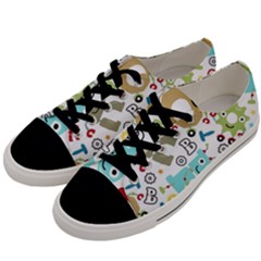 Seamless Pattern Vector With Funny Robots Cartoon Men s Low Top Canvas Sneakers by Vaneshart